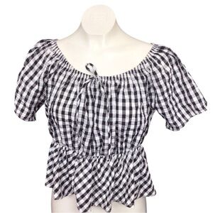 Elegant Black and White Gingham Women's Blouse